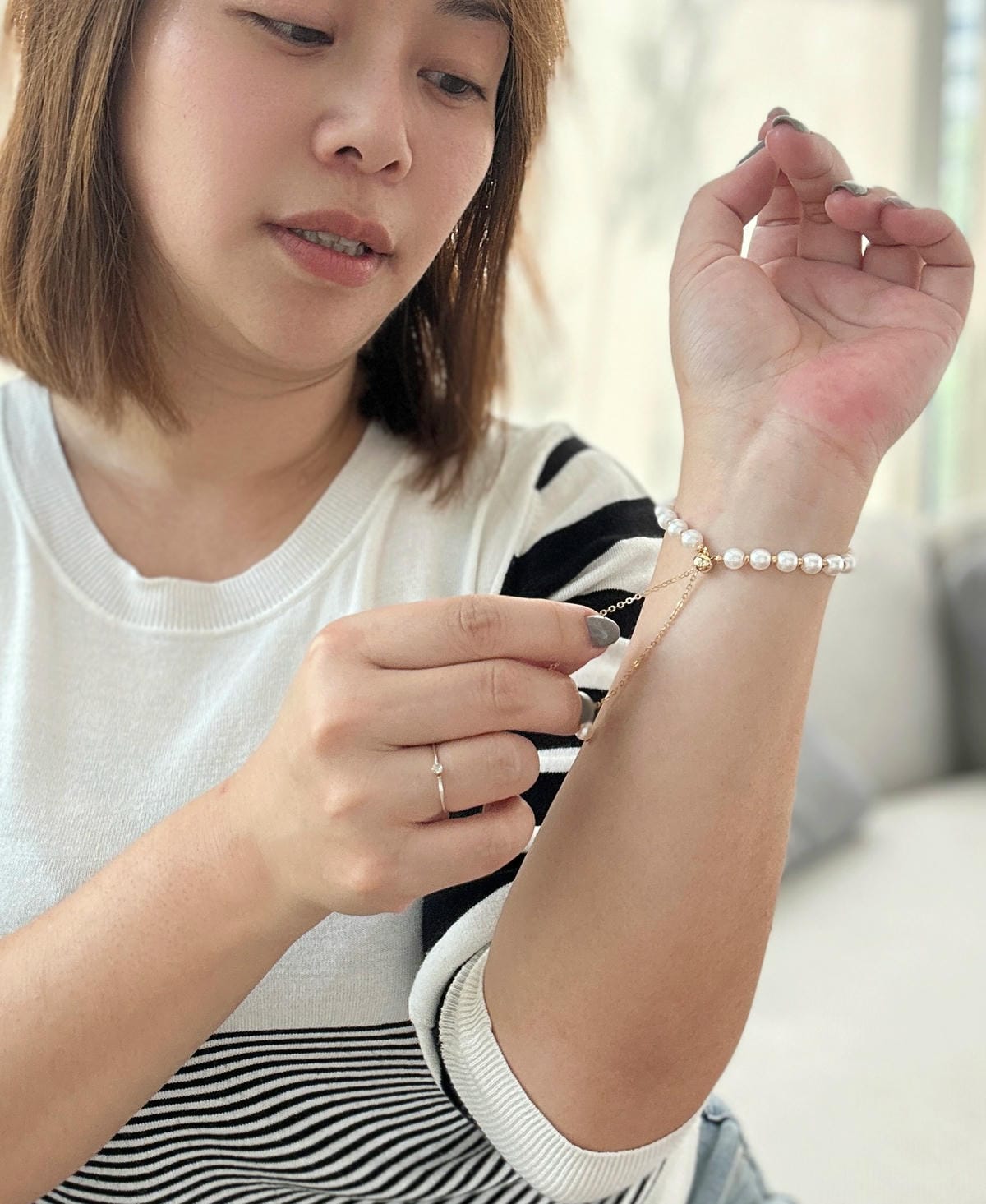 【TLH童樂繪金飾】純愛戀人/珍珠黃金手鍊/女生輕奢黃金飾品 【TLH童樂繪金飾】純愛戀人/珍珠黃金手鍊/女生輕奢黃金飾品
