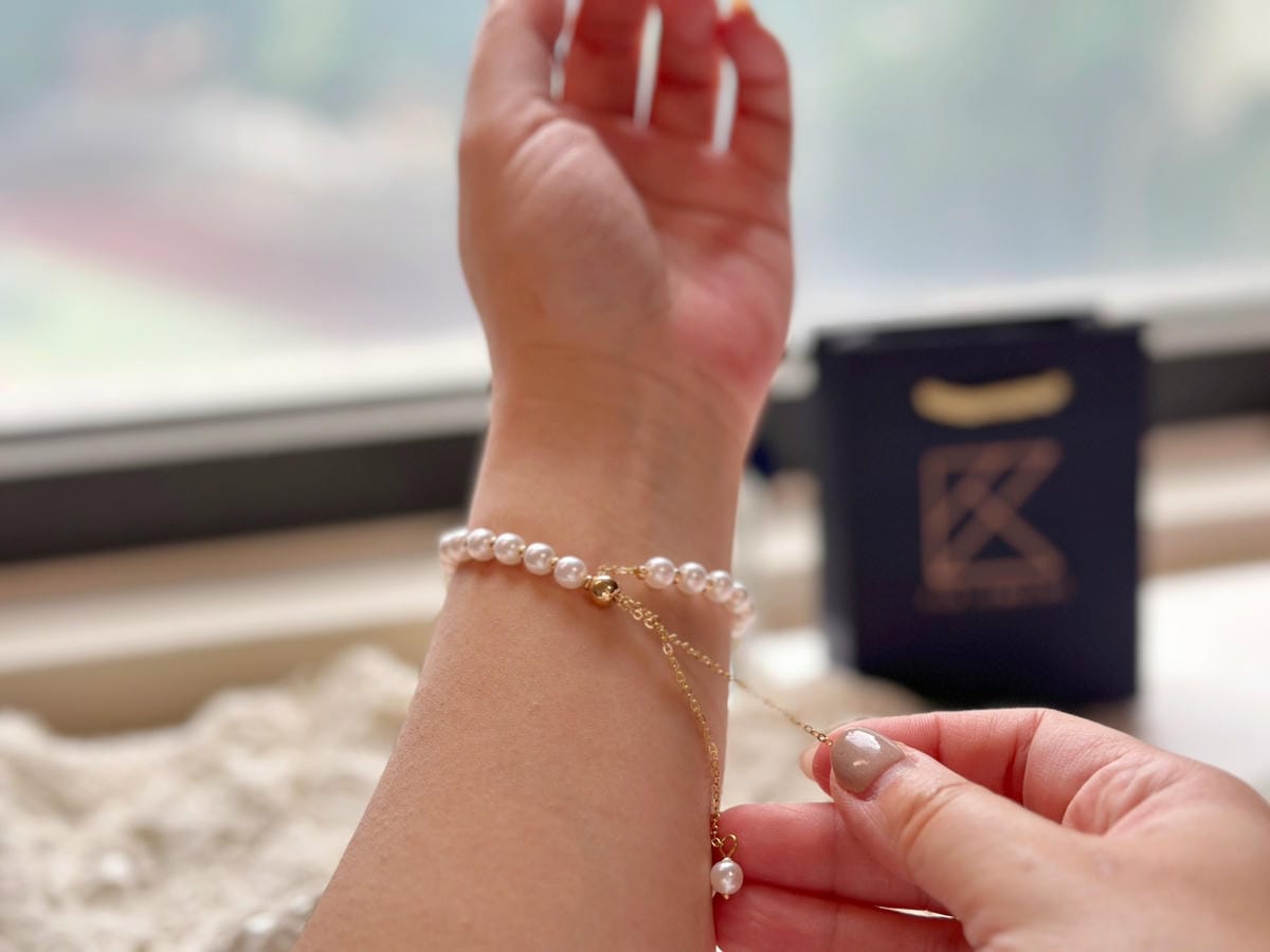【TLH童樂繪金飾】純愛戀人/珍珠黃金手鍊/女生輕奢黃金飾品 【TLH童樂繪金飾】純愛戀人/珍珠黃金手鍊/女生輕奢黃金飾品