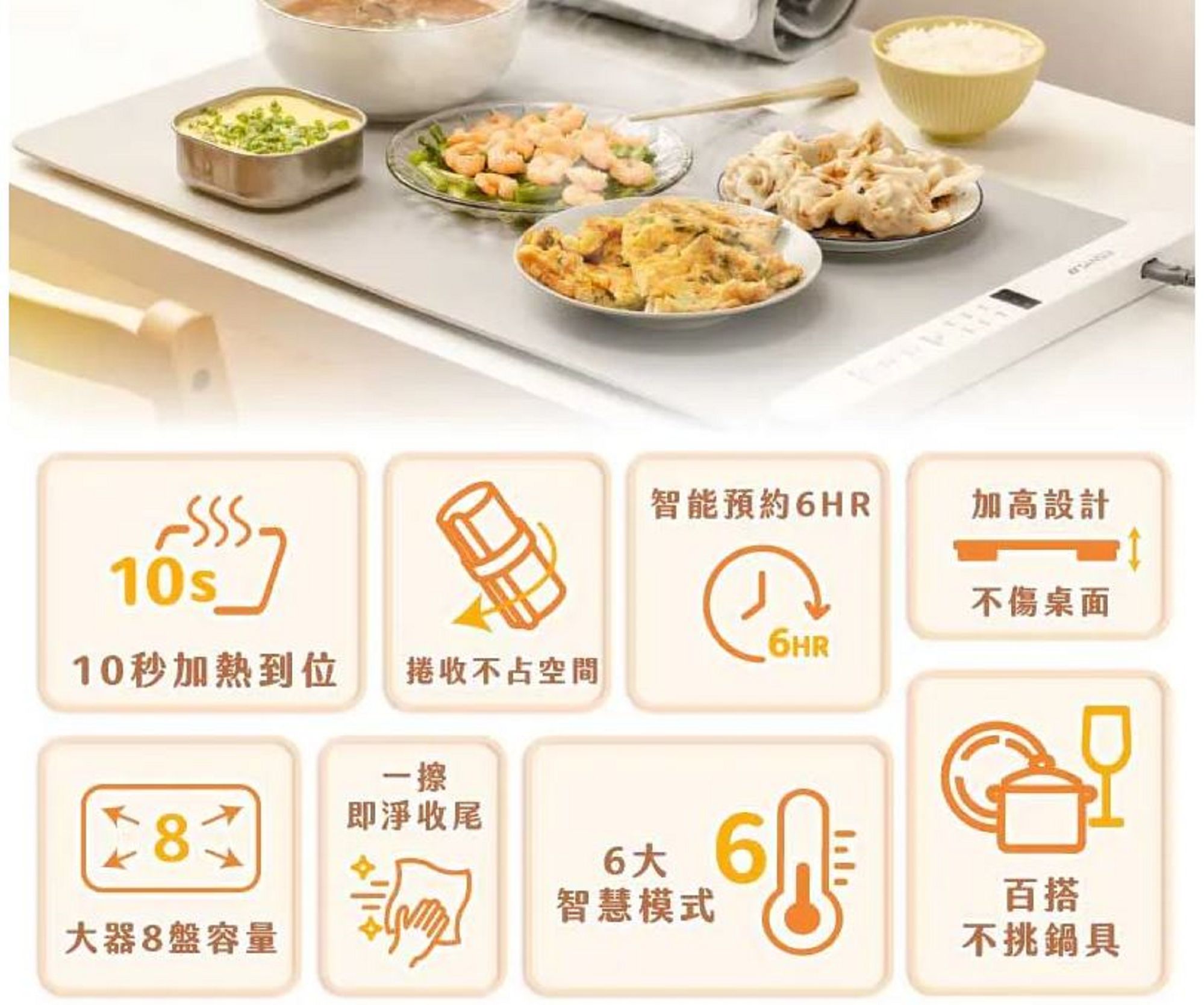 SANSUI山水 暖島君｜多功能恆溫暖菜板 智能加熱、恆溫暖菜、告別冷飯菜